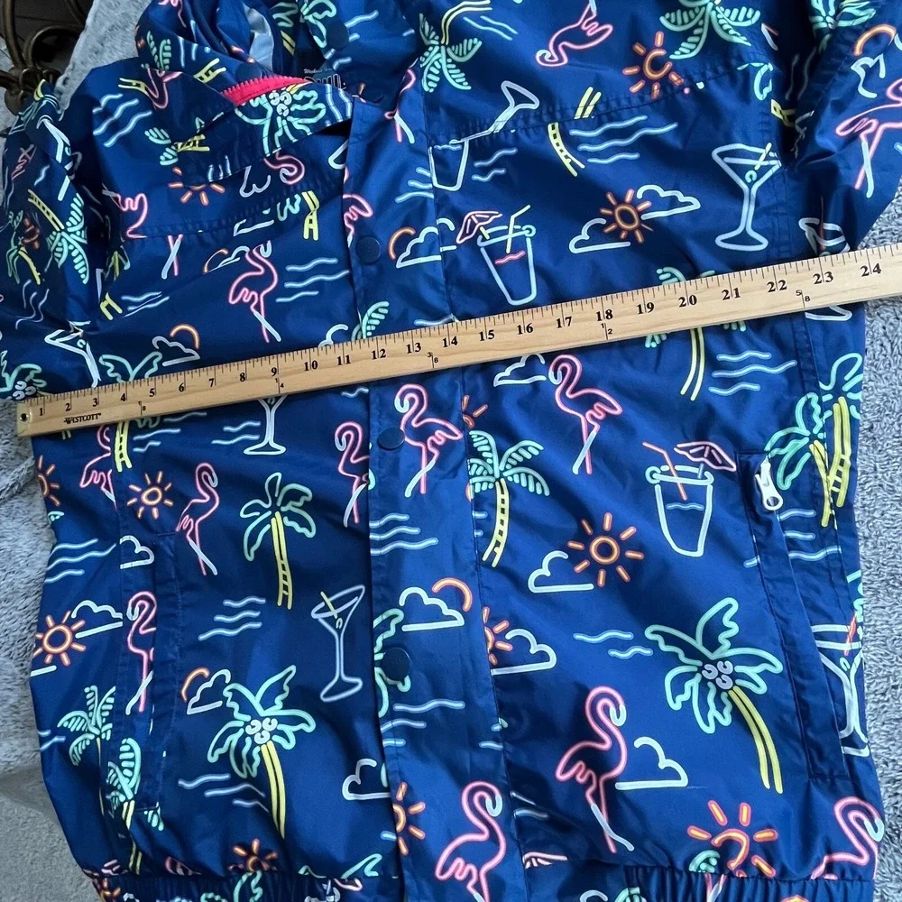 Chubbies Swim Jacket Oversized Medium Neon Y2K Flamingo Full Zip Beach 16775
